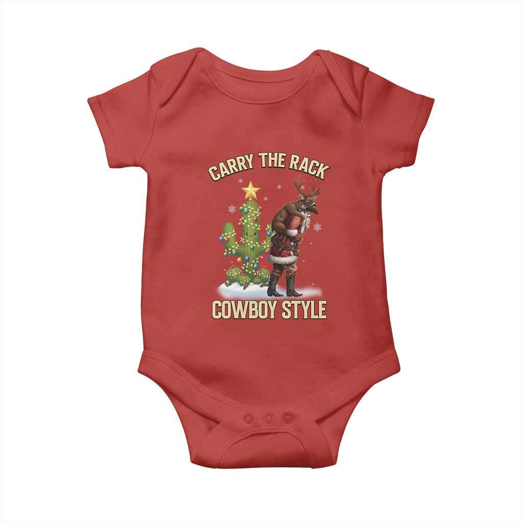 Funny Santa Hunting Baby Onesie Carry The Rack Cowboy Style TS14 Red Print Your Wear