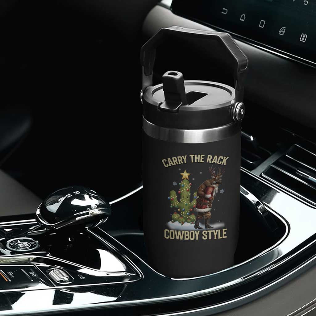 Funny Santa Hunting Flip Straw Tumbler Carry The Rack Cowboy Style TS14 Print Your Wear