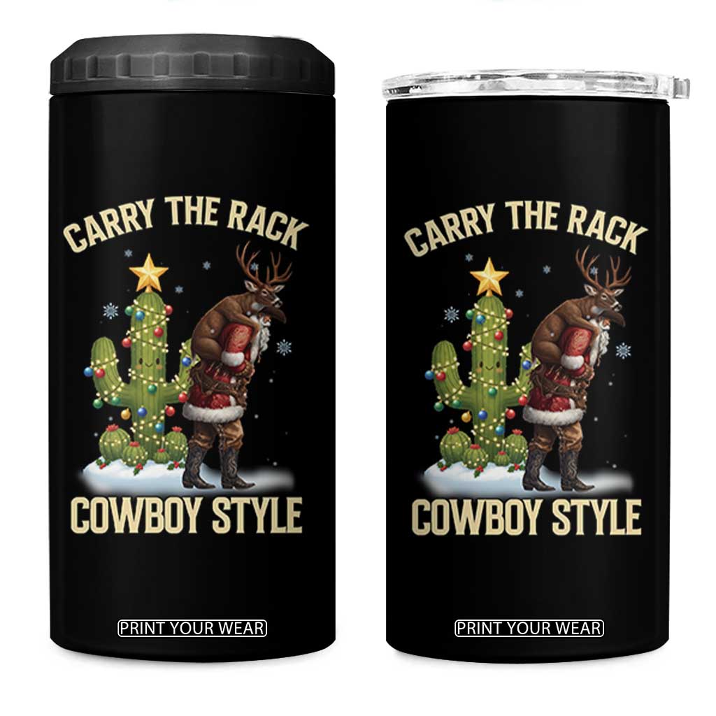 Funny Santa Hunting 4 in 1 Can Cooler Tumbler Carry The Rack Cowboy Style TS14 One Size: 16 oz Black Print Your Wear