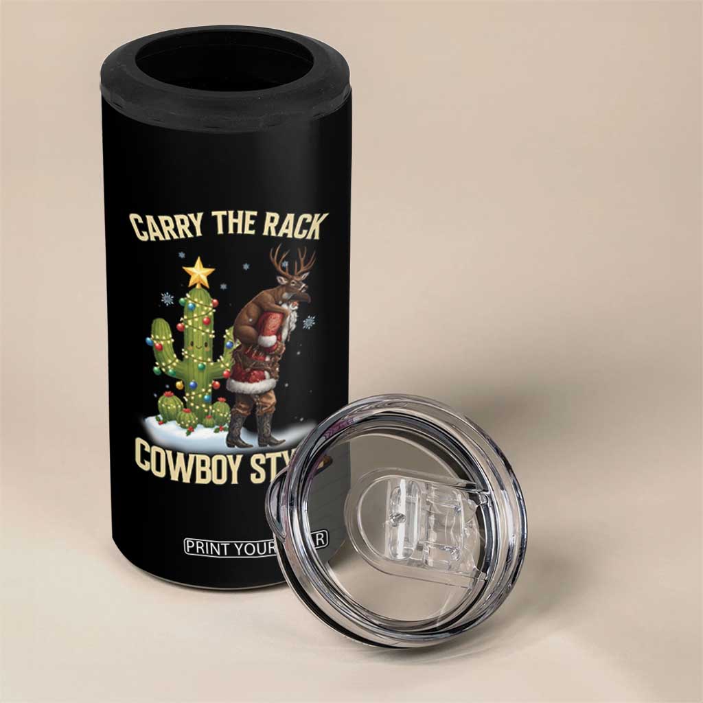 Funny Santa Hunting 4 in 1 Can Cooler Tumbler Carry The Rack Cowboy Style TS14 Print Your Wear