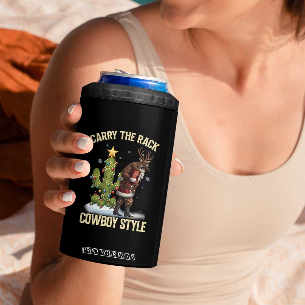 Funny Santa Hunting 4 in 1 Can Cooler Tumbler Carry The Rack Cowboy Style TS14 Print Your Wear