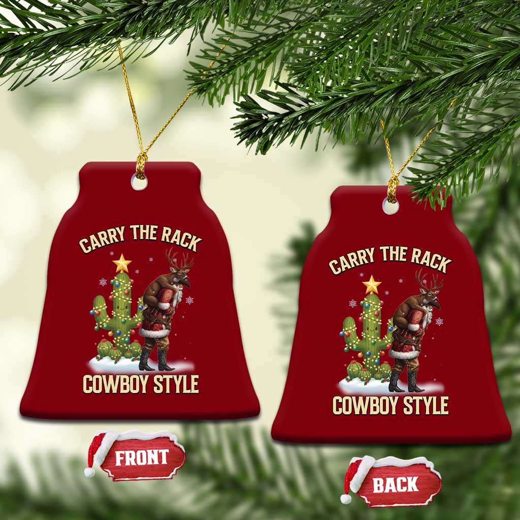 Funny Santa Hunting Ceramic Ornament Carry The Rack Cowboy Style TS14 Print Your Wear