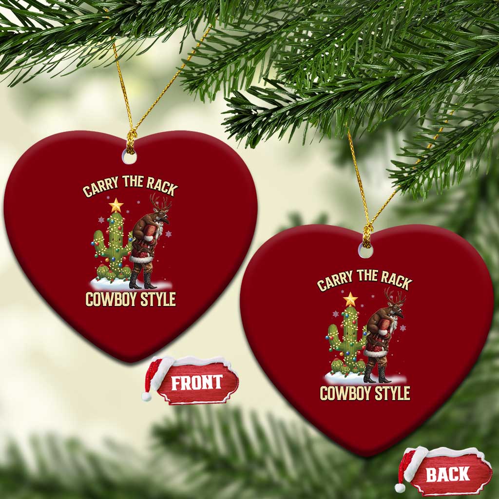 Funny Santa Hunting Ceramic Ornament Carry The Rack Cowboy Style TS14 Print Your Wear
