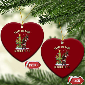 Funny Santa Hunting Ceramic Ornament Carry The Rack Cowboy Style TS14 Print Your Wear