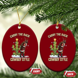 Funny Santa Hunting Ceramic Ornament Carry The Rack Cowboy Style TS14 Print Your Wear