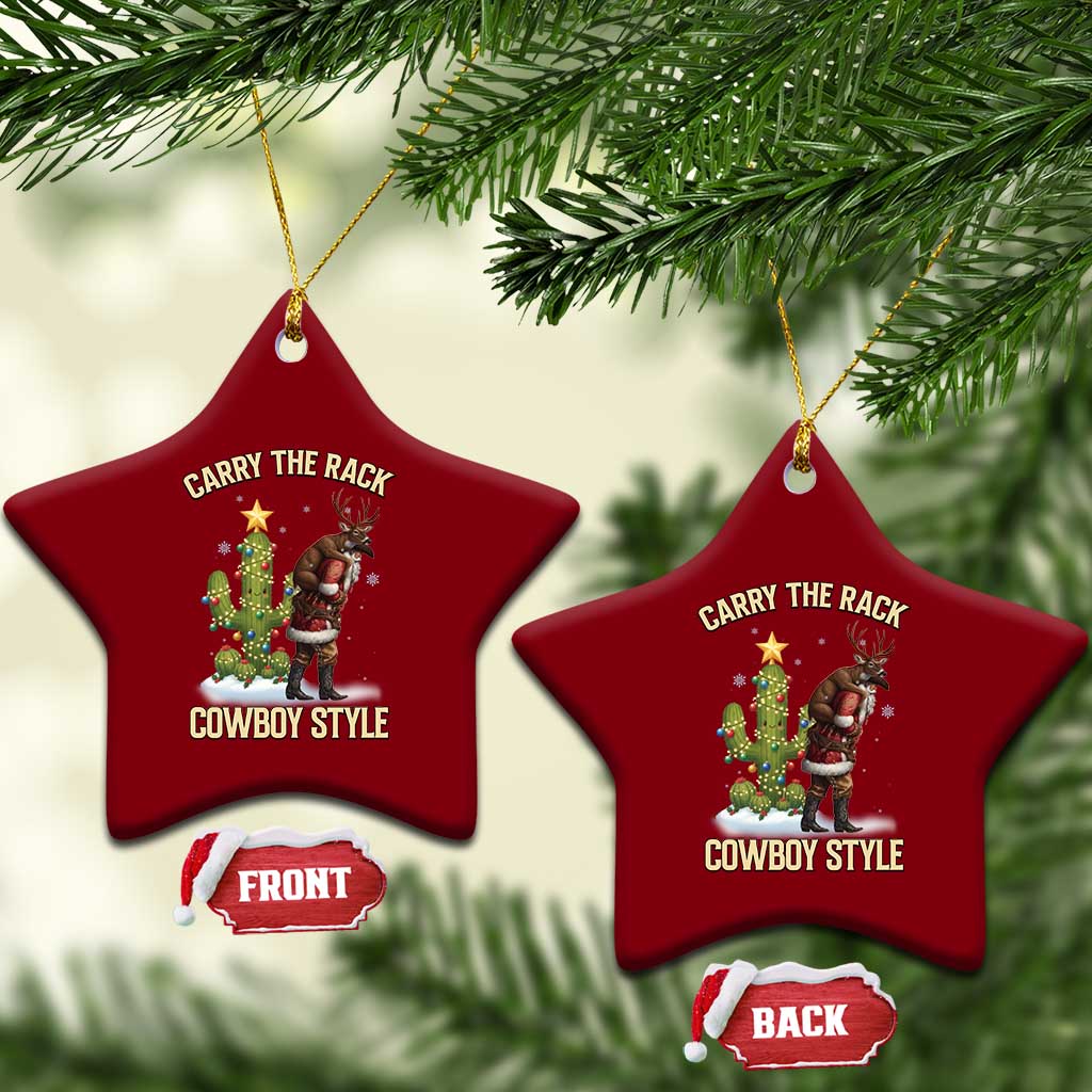 Funny Santa Hunting Ceramic Ornament Carry The Rack Cowboy Style TS14 Print Your Wear