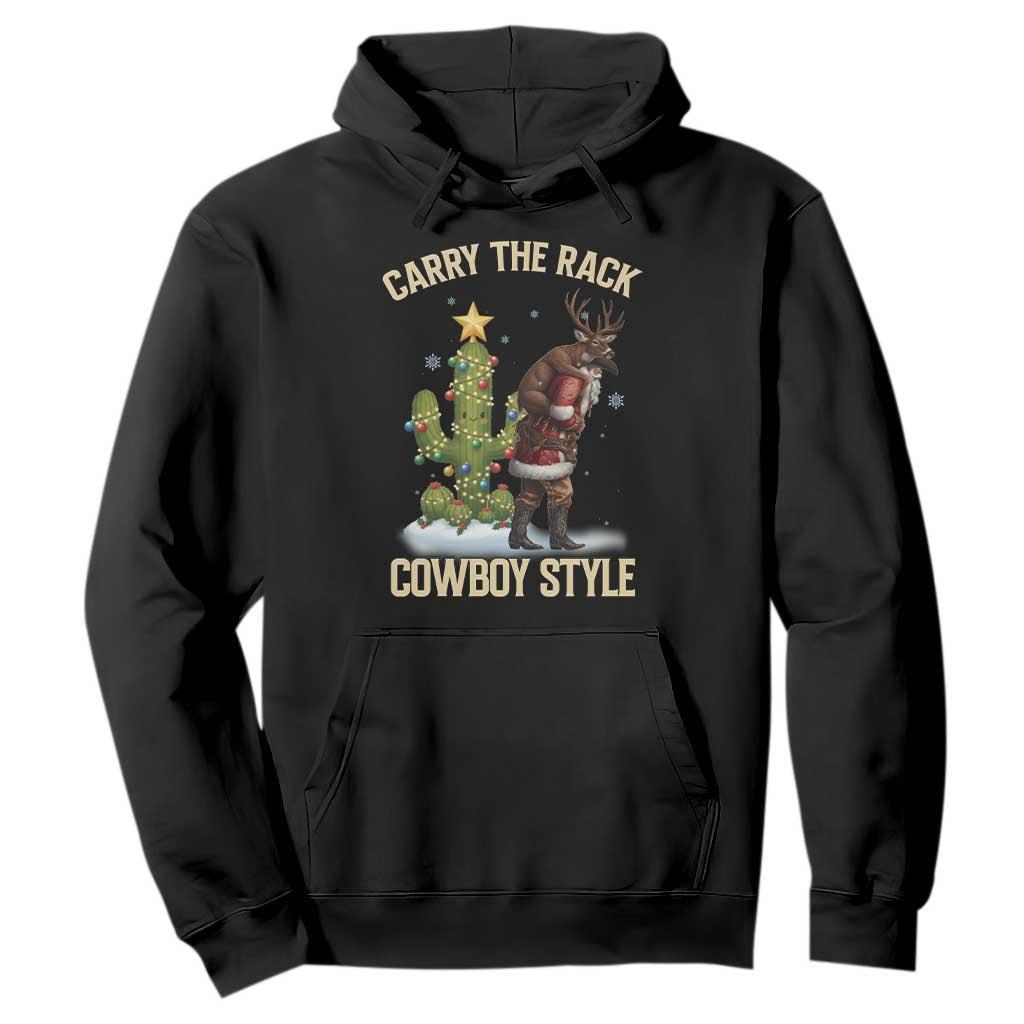 Funny Santa Hunting Hoodie Carry The Rack Cowboy Style TS14 Black Print Your Wear