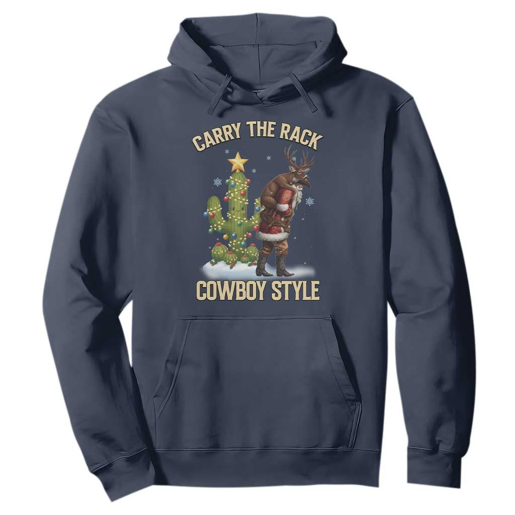 Funny Santa Hunting Hoodie Carry The Rack Cowboy Style TS14 Navy Print Your Wear