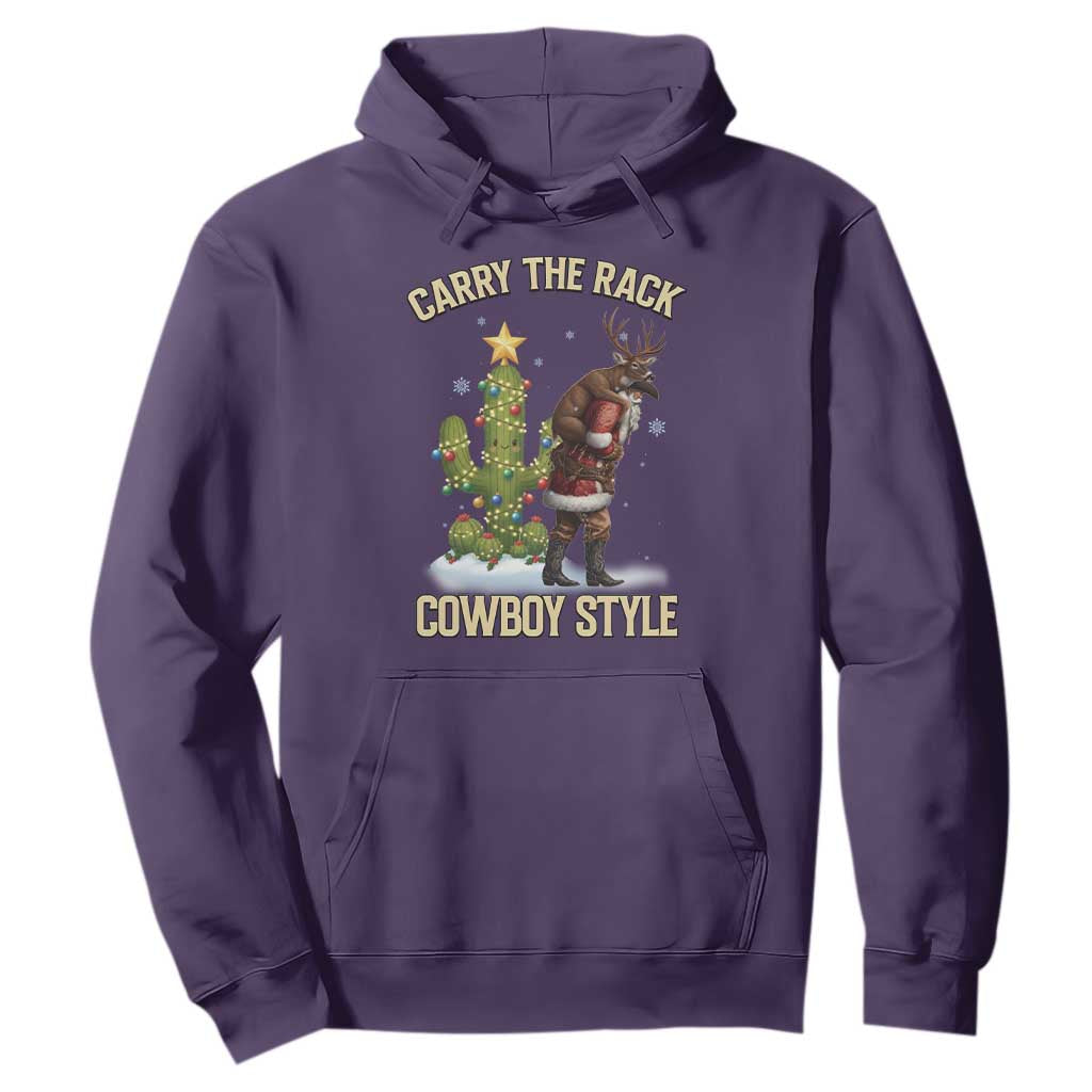 Funny Santa Hunting Hoodie Carry The Rack Cowboy Style TS14 Purple Print Your Wear