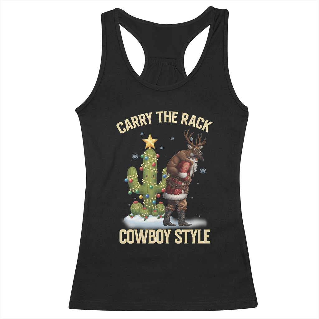 Funny Santa Hunting Racerback Tank Top Carry The Rack Cowboy Style TS14 Black Print Your Wear
