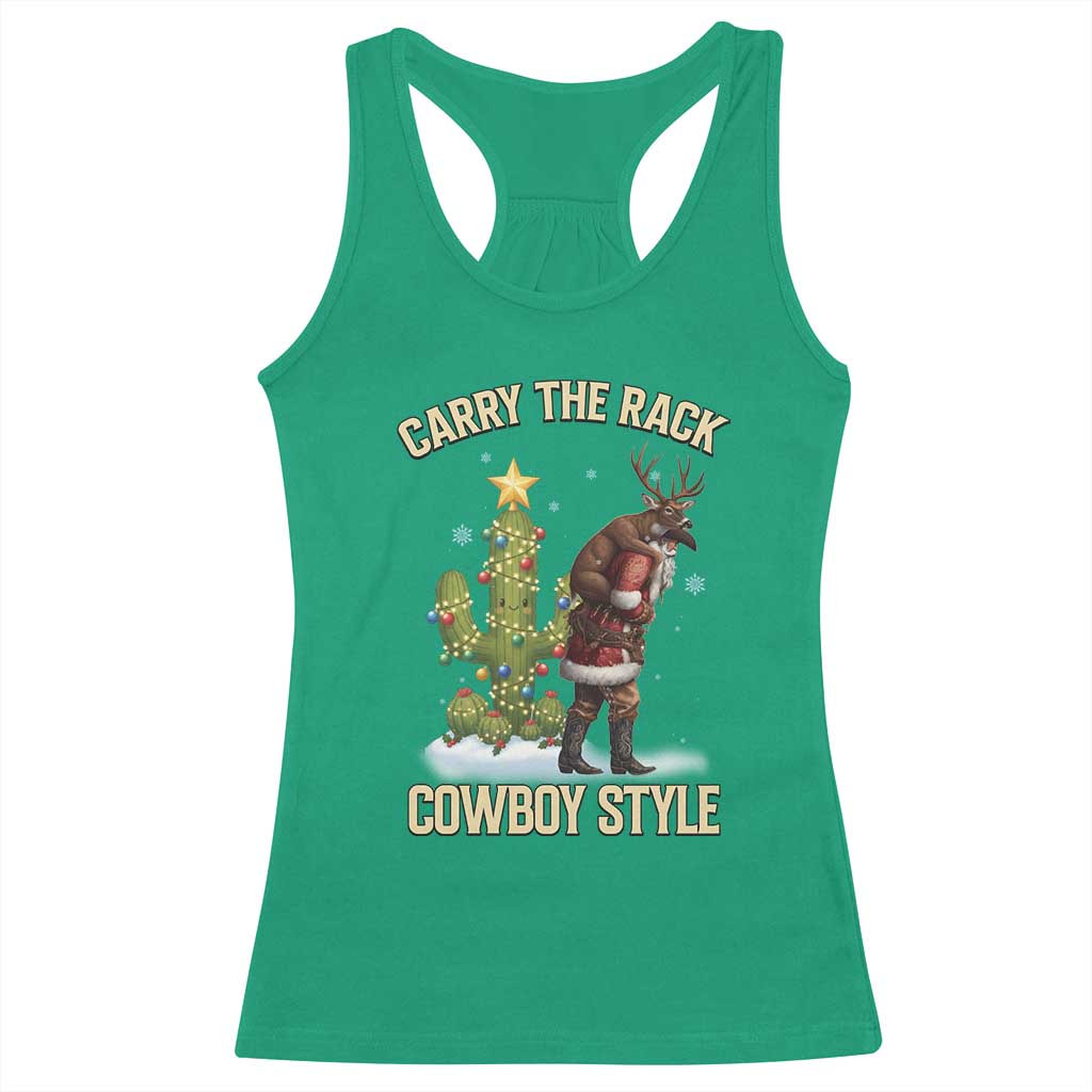 Funny Santa Hunting Racerback Tank Top Carry The Rack Cowboy Style TS14 Irish Green Print Your Wear