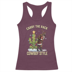 Funny Santa Hunting Racerback Tank Top Carry The Rack Cowboy Style TS14 Maroon Print Your Wear