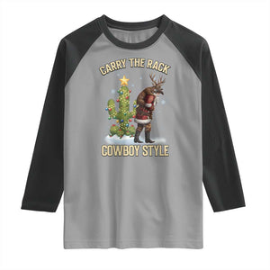 Funny Santa Hunting Raglan Shirt Carry The Rack Cowboy Style TS14 Sport Gray Black Print Your Wear