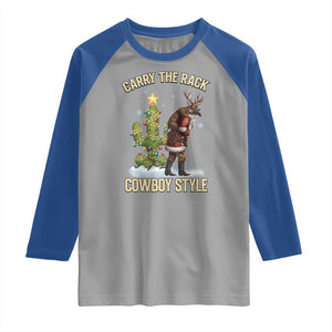 Funny Santa Hunting Raglan Shirt Carry The Rack Cowboy Style TS14 Sport Gray Royal Print Your Wear