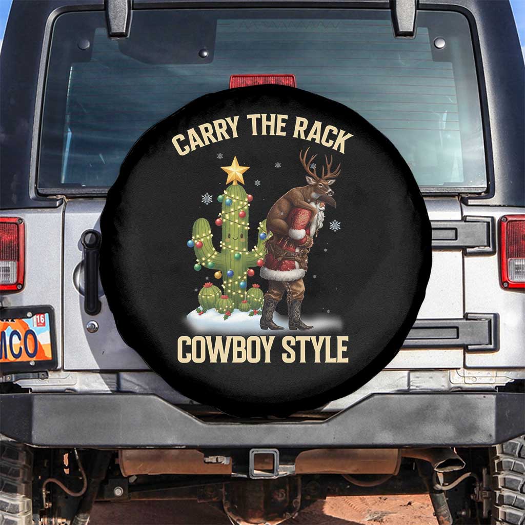 Funny Santa Hunting Spare Tire Cover Carry The Rack Cowboy Style TS14 No hole Black Print Your Wear