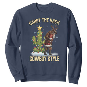 Funny Santa Hunting Sweatshirt Carry The Rack Cowboy Style TS14 Navy Print Your Wear
