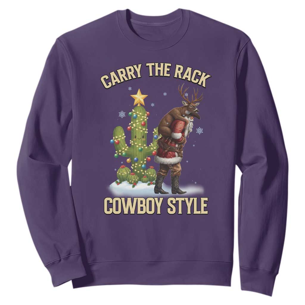 Funny Santa Hunting Sweatshirt Carry The Rack Cowboy Style TS14 Purple Print Your Wear