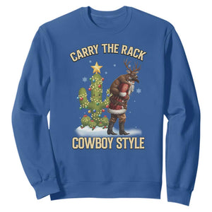 Funny Santa Hunting Sweatshirt Carry The Rack Cowboy Style TS14 Royal Blue Print Your Wear