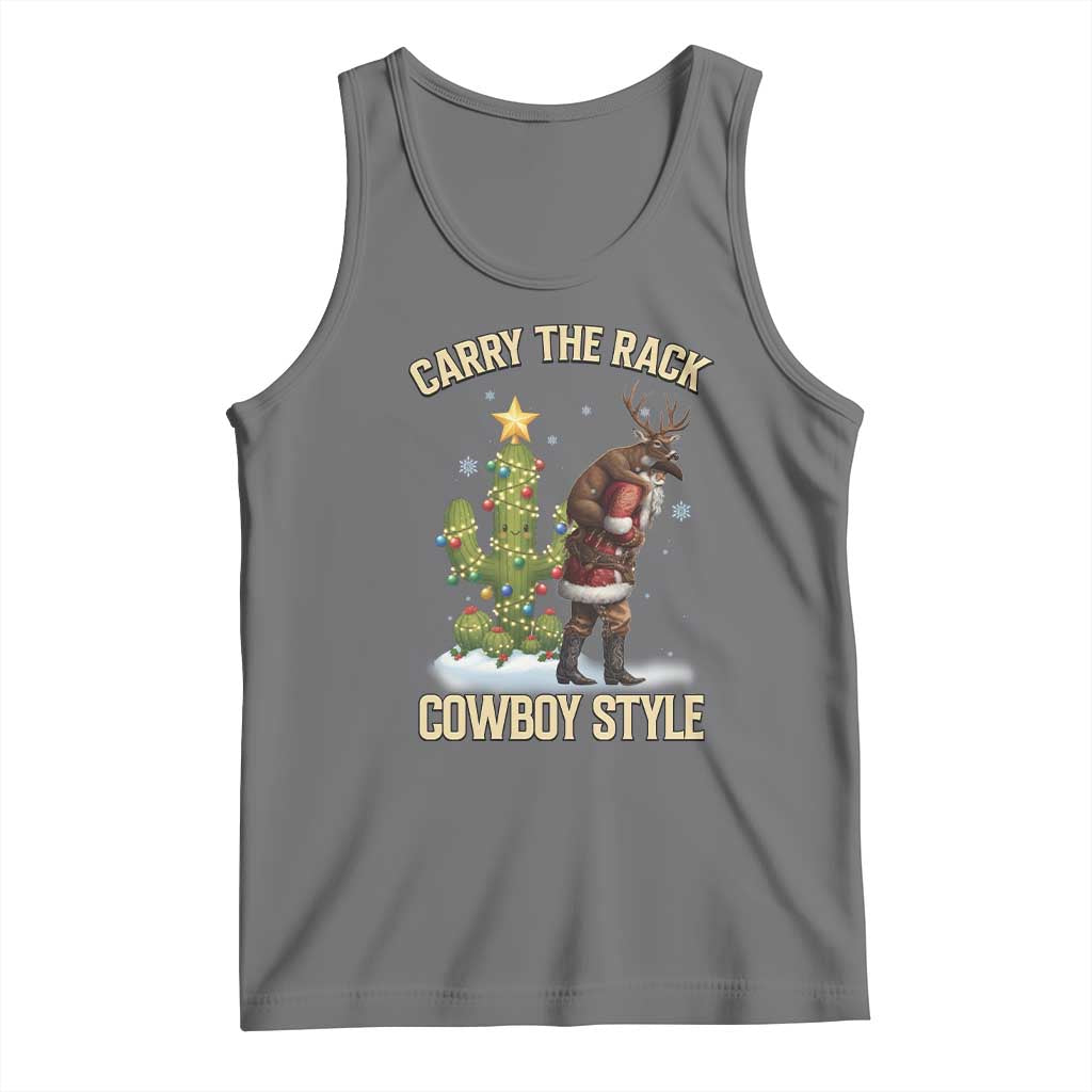 Funny Santa Hunting Tank Top Carry The Rack Cowboy Style TS14 Black Heather Print Your Wear