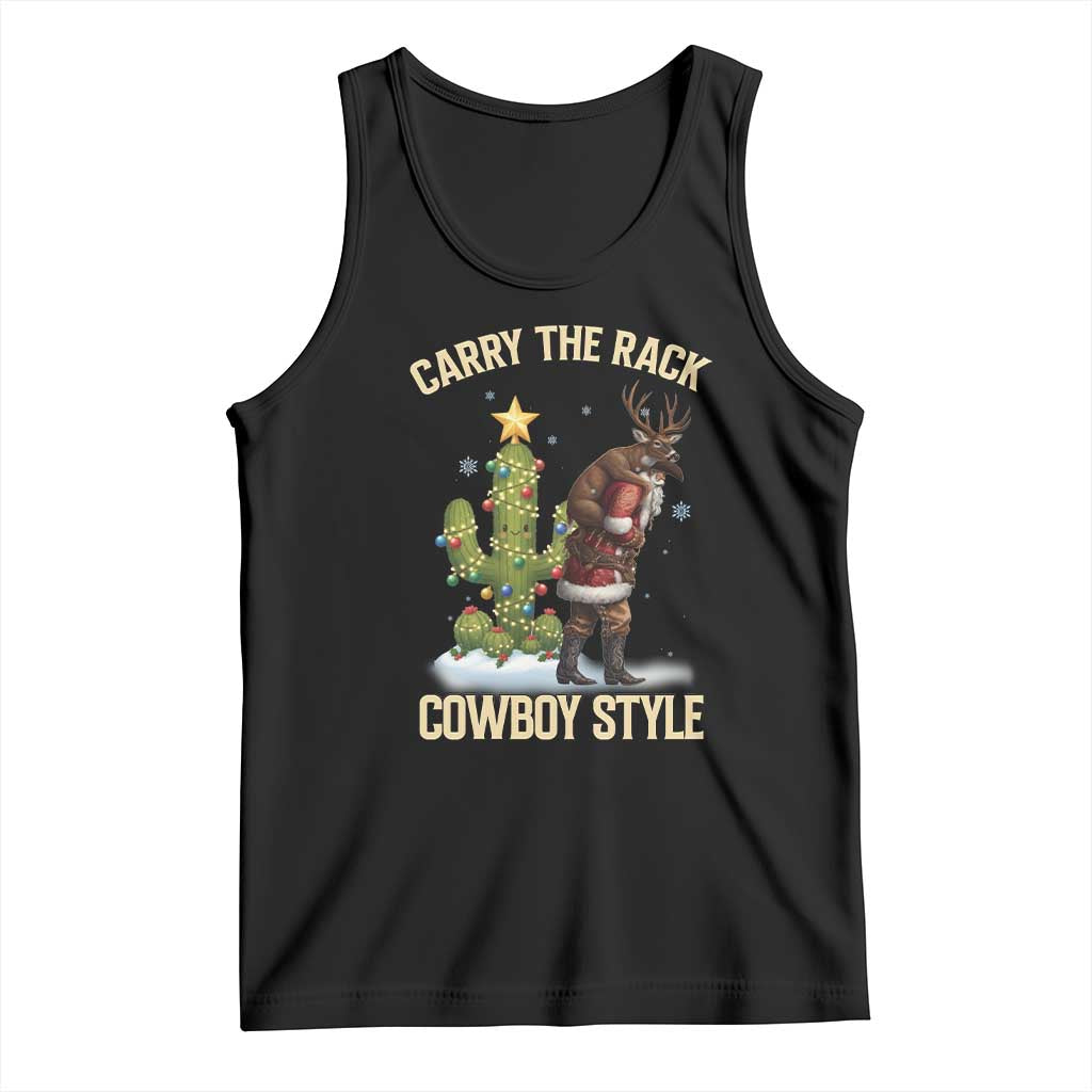 Funny Santa Hunting Tank Top Carry The Rack Cowboy Style TS14 Black Print Your Wear