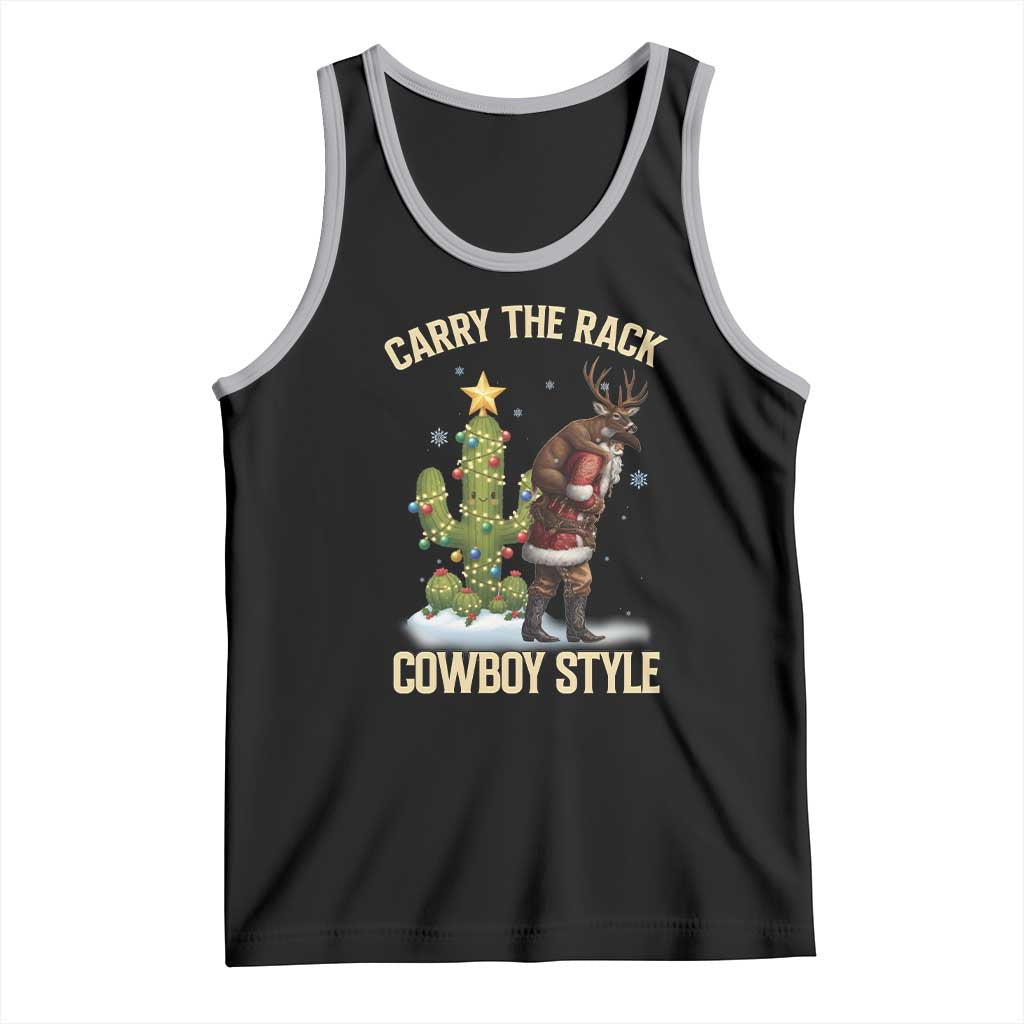 Funny Santa Hunting Tank Top Carry The Rack Cowboy Style TS14 Black Athletic Heather Print Your Wear