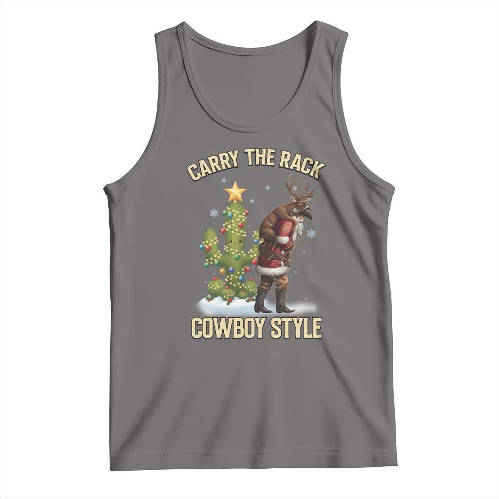 Funny Santa Hunting Tank Top Carry The Rack Cowboy Style TS14 Deep Heather Print Your Wear