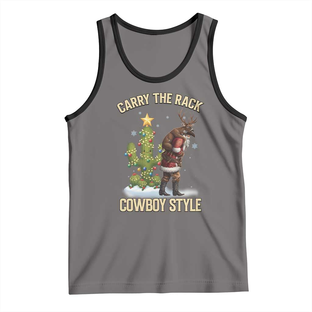 Funny Santa Hunting Tank Top Carry The Rack Cowboy Style TS14 Deep Heather Black Print Your Wear