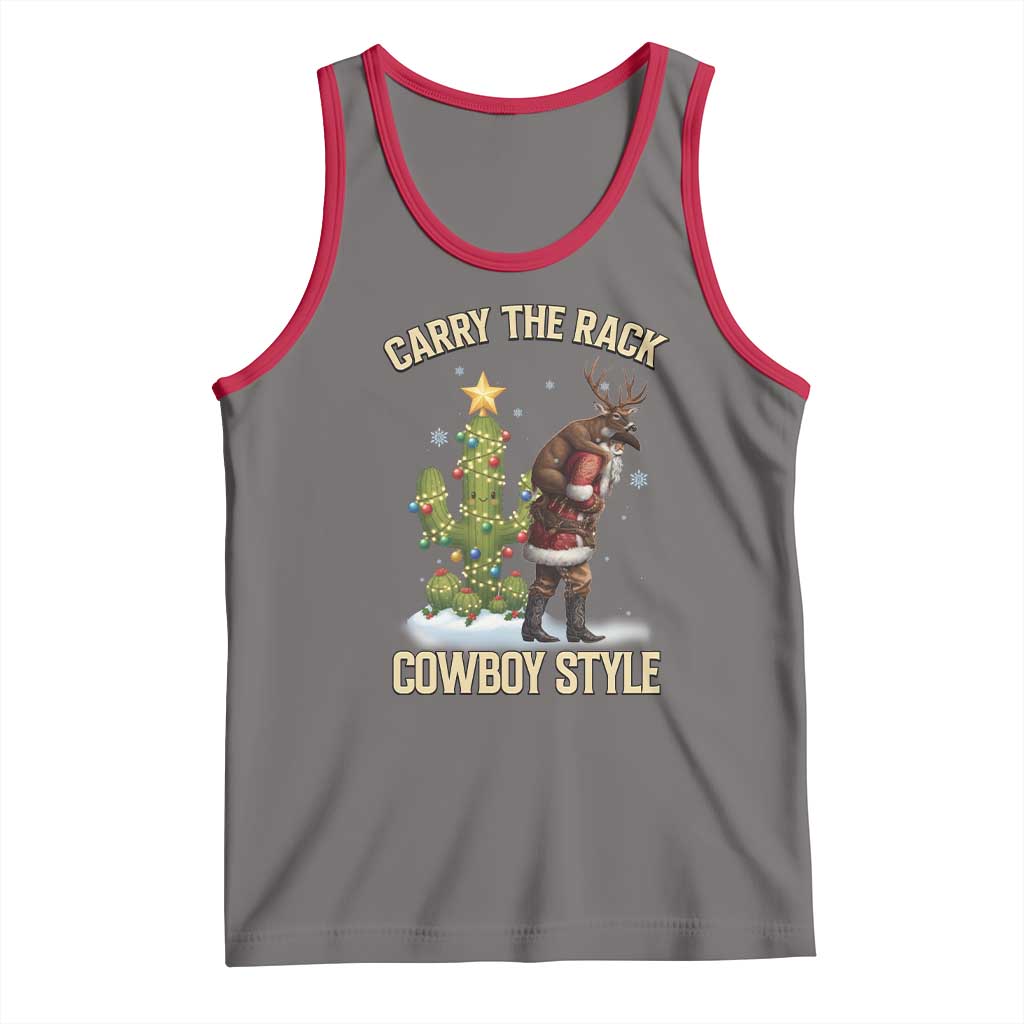 Funny Santa Hunting Tank Top Carry The Rack Cowboy Style TS14 Deep Heather Red Print Your Wear