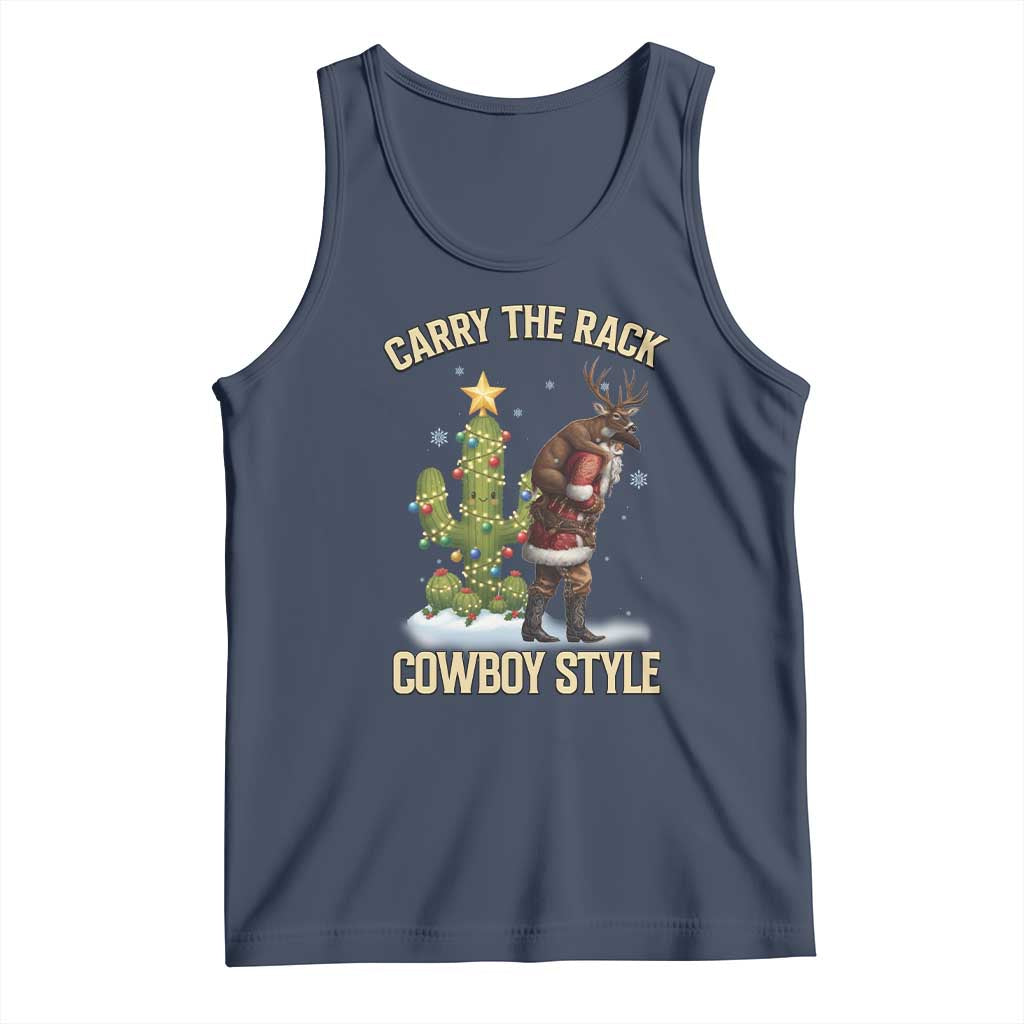 Funny Santa Hunting Tank Top Carry The Rack Cowboy Style TS14 Navy Print Your Wear