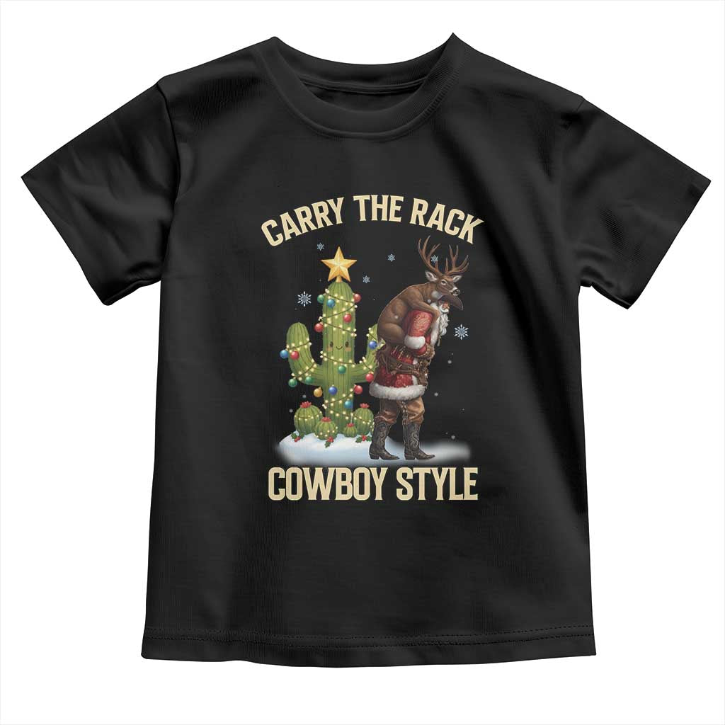 Funny Santa Hunting Toddler T Shirt Carry The Rack Cowboy Style TS14 Black Print Your Wear