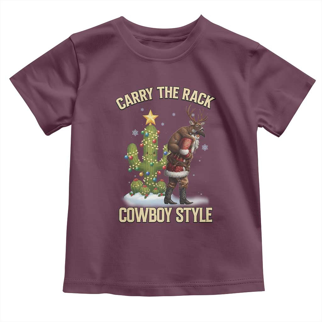 Funny Santa Hunting Toddler T Shirt Carry The Rack Cowboy Style TS14 Maroon Print Your Wear