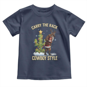 Funny Santa Hunting Toddler T Shirt Carry The Rack Cowboy Style TS14 Navy Print Your Wear