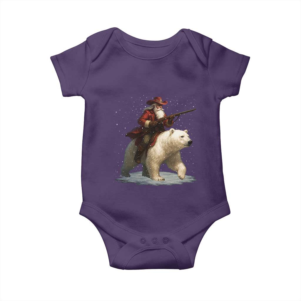 Funny Santa Gun Christmas Baby Onesie TS14 Purple Print Your Wear