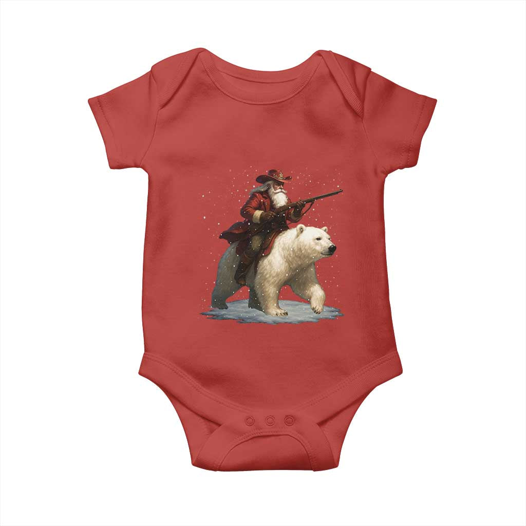 Funny Santa Gun Christmas Baby Onesie TS14 Red Print Your Wear