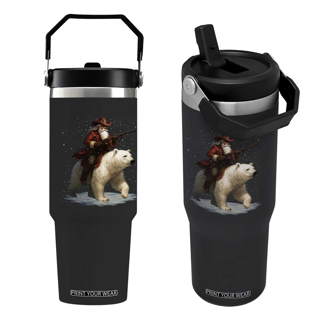 Funny Santa Gun Christmas Flip Straw Tumbler TS14 One Size: 30 oz Black Print Your Wear