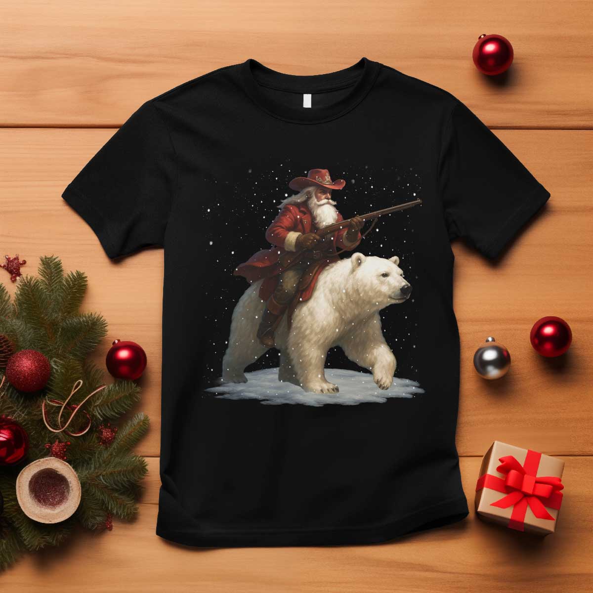 Funny Santa Gun Christmas T Shirt TS14 Black Print Your Wear