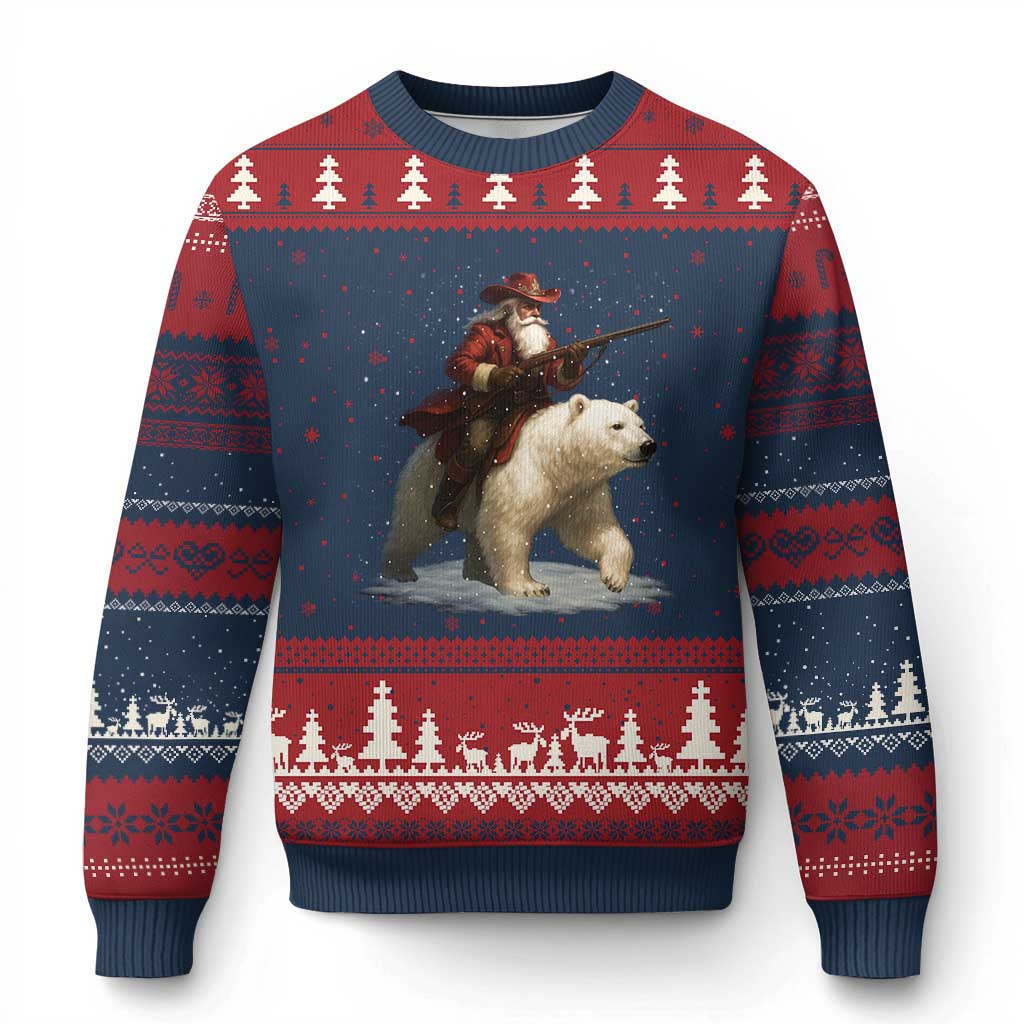 Funny Santa Gun Xmas Ugly Christmas Sweater TS14 Navy Red Print Your Wear