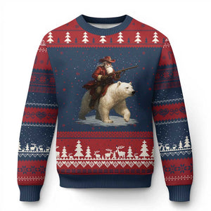 Funny Santa Gun Xmas Ugly Christmas Sweater TS14 Navy Red Print Your Wear