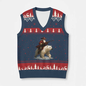 Funny Santa Gun Xmas V-Neck Knit Sweater Vest TS14 Navy Red Print Your Wear