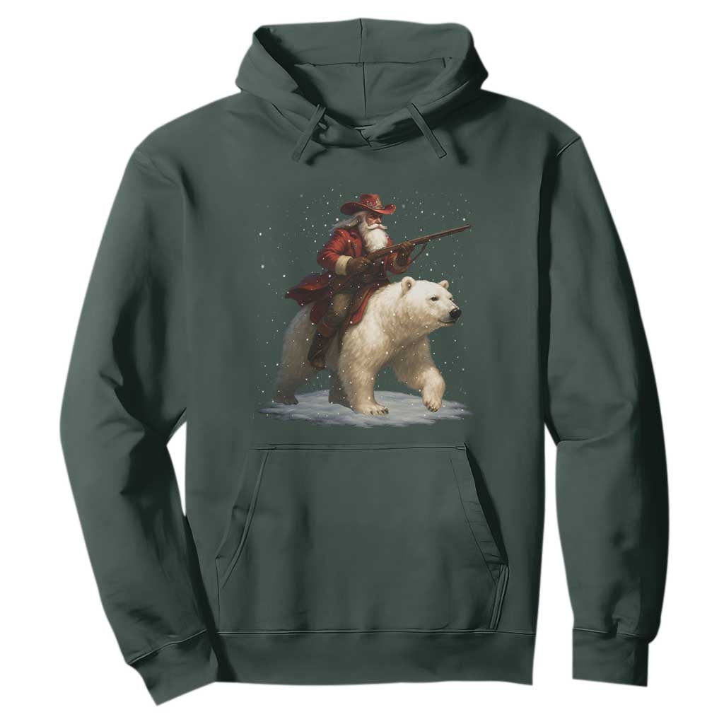 Funny Santa Gun Christmas Hoodie TS14 Dark Forest Green Print Your Wear