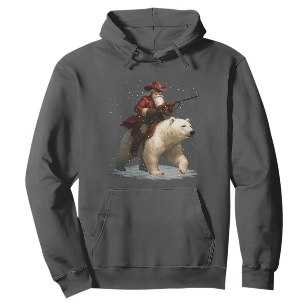 Funny Santa Gun Christmas Hoodie TS14 Dark Heather Print Your Wear