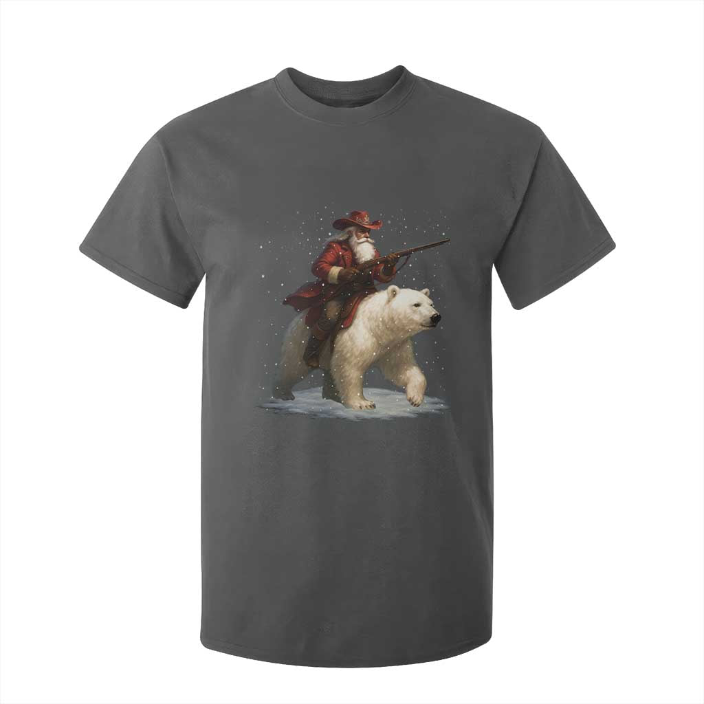 Funny Santa Gun Christmas T Shirt For Kid TS14 Dark Heather Print Your Wear