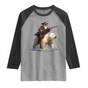 Funny Santa Gun Christmas Raglan Shirt TS14 Sport Gray Black Print Your Wear