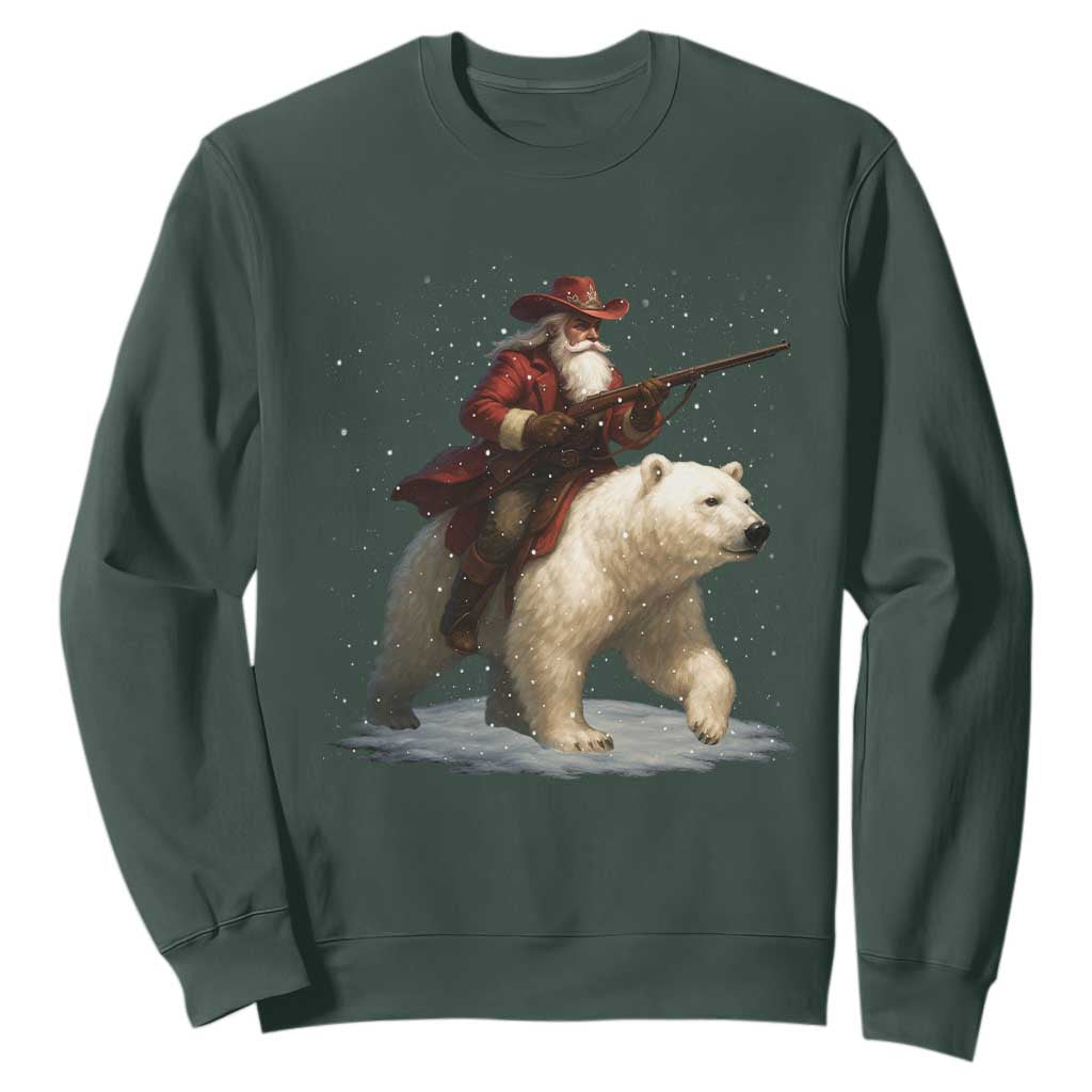 Funny Santa Gun Christmas Sweatshirt TS14 Dark Forest Green Print Your Wear