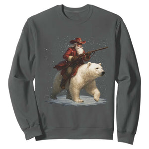 Funny Santa Gun Christmas Sweatshirt TS14 Dark Heather Print Your Wear