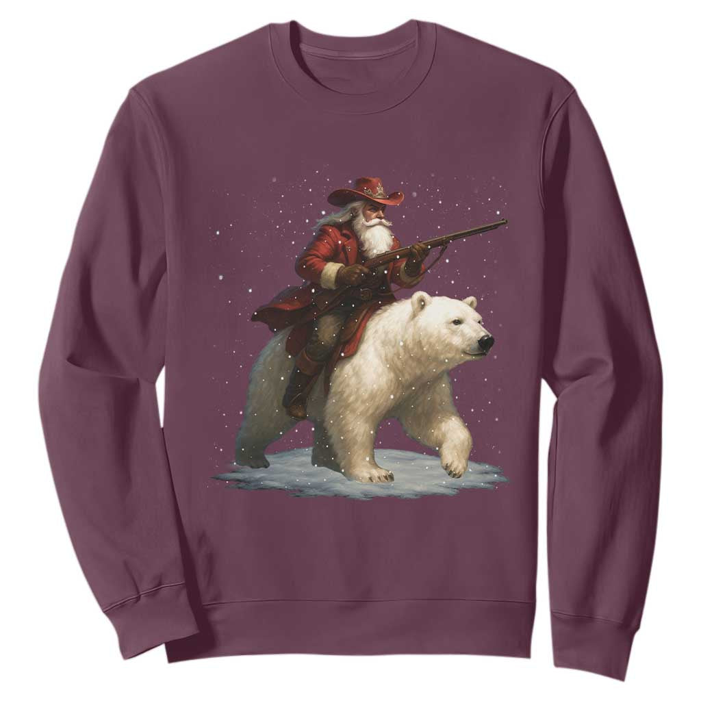 Funny Santa Gun Christmas Sweatshirt TS14 Maroon Print Your Wear