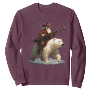 Funny Santa Gun Christmas Sweatshirt TS14 Maroon Print Your Wear