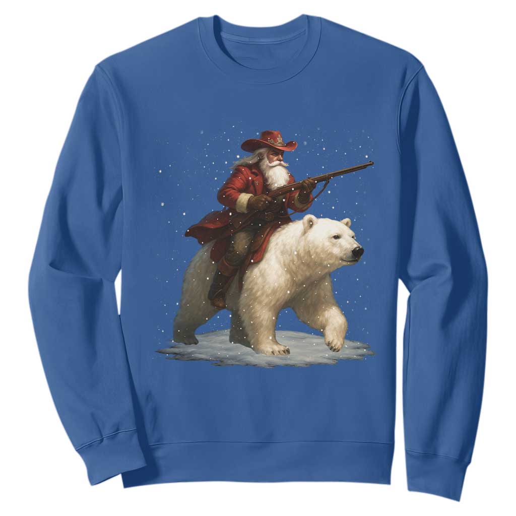 Funny Santa Gun Christmas Sweatshirt TS14 Royal Blue Print Your Wear