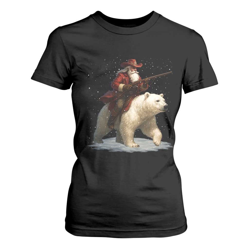 Funny Santa Gun Christmas T Shirt For Women TS14 Black Print Your Wear
