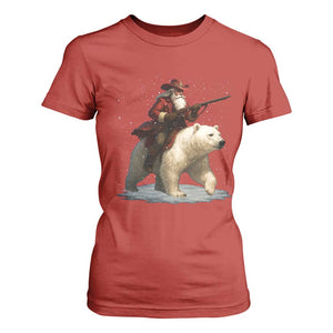 Funny Santa Gun Christmas T Shirt For Women TS14 Red Print Your Wear